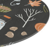 Behagliche Herbstelemente: Warmes Muster. Schneidebrett (Ecke)