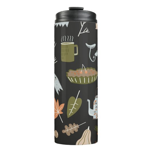 Behagliche Herbstelemente: Warmes Muster. Thermosbecher (Vorderseite)