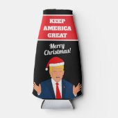 Behalt America Great Christmas Santa Trump Cartoon Flaschenkühler (Vorderseite)