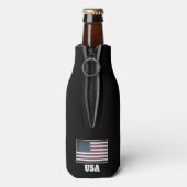 Behalt America Great Christmas Santa Trump Cartoon Flaschenkühler (Flasche Rückseite)