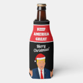 Behalt America Great Christmas Santa Trump Cartoon Flaschenkühler (Flaschenvorderseite)