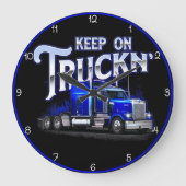 Behalt auf dem Blue Rig von Truckin Große Wanduhr (Vorderseite)