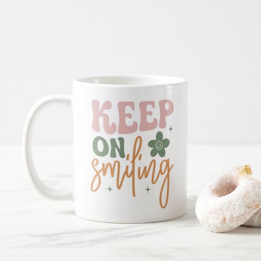 Behalt auf dem Lächeln inspirierender Zitate Kaffeetasse (Mit Donut)
