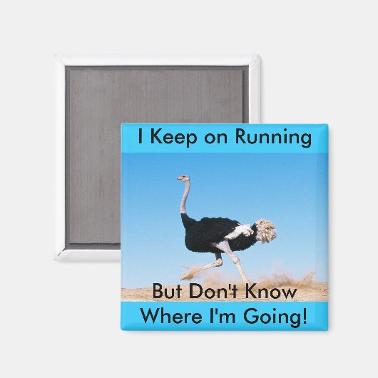 Behalt auf dem Running Ostrich Magnet (Vorderseite/Rückseite)