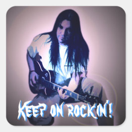 Behalt auf Rockin'! Quadratischer Aufkleber