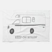 BEHALT AUF ROLLIN Retro Camper Motorhome RV B&W Geschirrtuch (Horizontal)