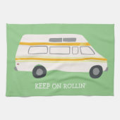 BEHALT AUF ROLLIN Retro Campervan Motorhome RV Gre Geschirrtuch (Horizontal)