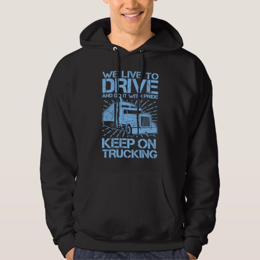 Behalt auf Trucking 18 Wheeler Blue Hoodie (Vorderseite)