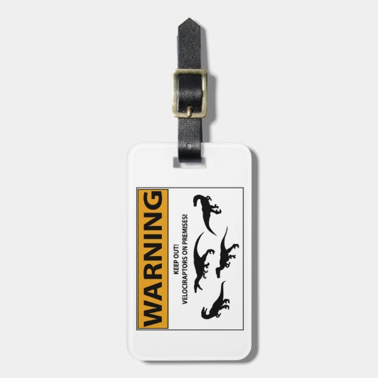 Behalt aus! Velociraptor-Zeichen Gepäckanhänger (Vorderseite vertikal)