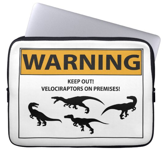 Behalt aus! Velociraptor-Zeichen Laptopschutzhülle (Vorderseite)