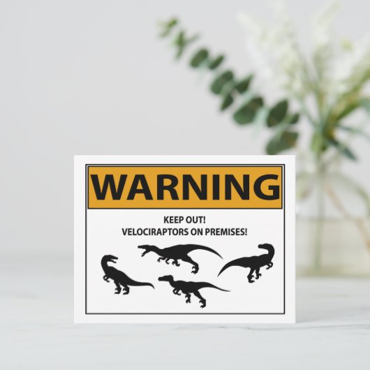 Behalt aus! Velociraptor-Zeichen Postkarte (Stehend Vorderseite)