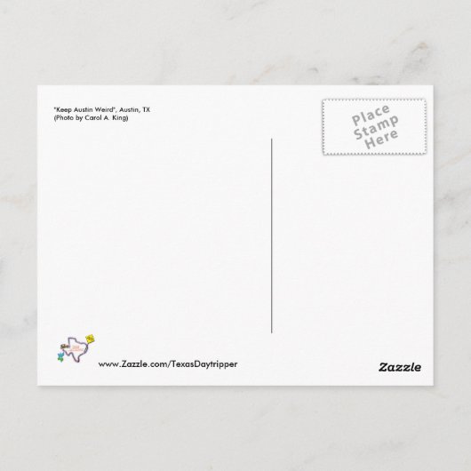Behalt Austin Weird, Austin, TX Postkarte (Rückseite)
