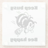 Behalt beschäftigt sein glücklich Besetze Motivier Glasuntersetzer (Rückseite)