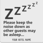 Behalt bitte das Geräusch ab. Die Gäste schlafen Aufkleber (Vorderseite)