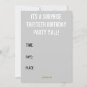 BEHALT CALM 30. Geburtstag Party Einladung (dunkel (Rückseite)