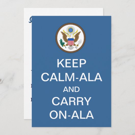 BEHALT CALM-ALA und CARRY ON-ALA Einweihung Einladung (Vorne/Hinten)