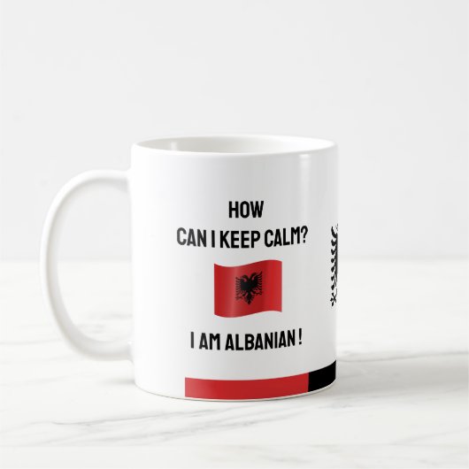 Behalt Calm Albanien & Funny Text, albanische Flag Kaffeetasse (Links)