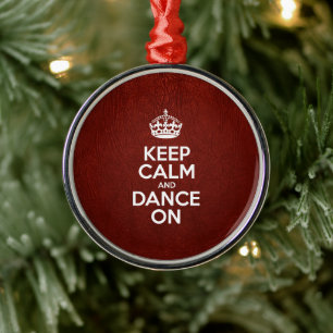 Behalt Calm and Dance On, Red Leather, Typografie Silbernes Ornament