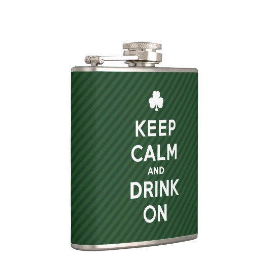 Behalt Calm and Drink On - Funny St Patrick Flasch Flachmann (Rechts)
