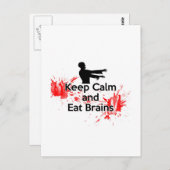 Behalt Calm and Eat Brains - Zombie Postkarte (Vorne/Hinten)
