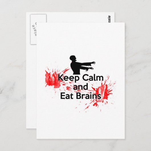Behalt Calm and Eat Brains - Zombie Postkarte (Vorne/Hinten)