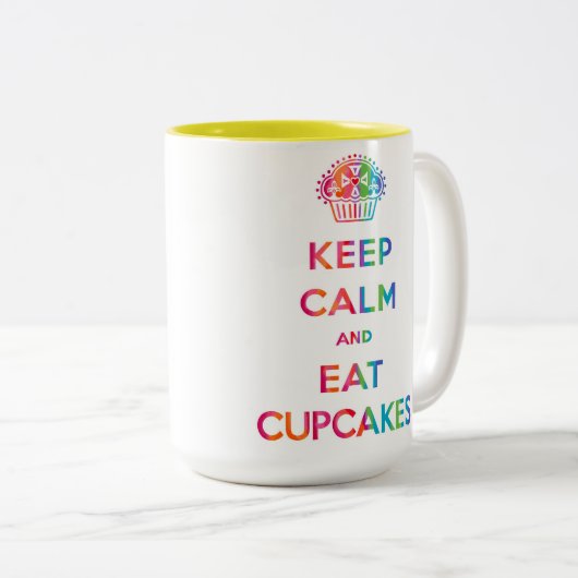 Behalt Calm and Eat Cupcakes Regenbogen Tasse (VorderseiteRechts)