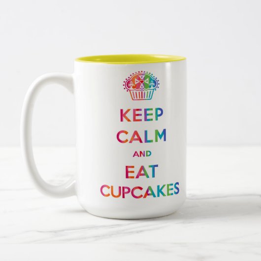Behalt Calm and Eat Cupcakes Regenbogen Tasse (Links)