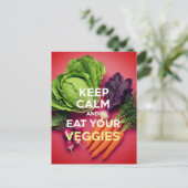 Behalt Calm and Eat Veggies Postcard Postkarte (Stehend Vorderseite)