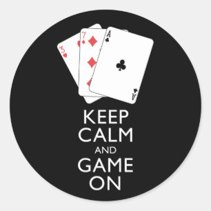 BEHALT CALM AND GAME ON - Card Games Runder Aufkleber