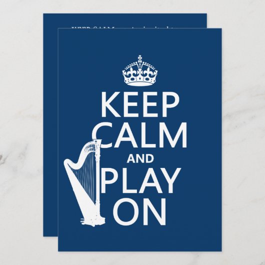 Behalt Calm and Play On (Harfe) (beliebige Farbe) Einladung (Vorne/Hinten)