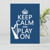 Behalt Calm and Play On (Harfe) (beliebige Farbe) Einladung (Stehend Vorderseite)