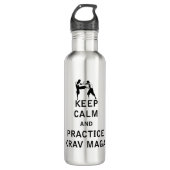 Behalt Calm and Practice Krav Maga - Israel IDF Edelstahlflasche (Vorderseite)