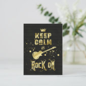 Behalt Calm and Rock on Electric Gitarre Typografy Postkarte (Stehend Vorderseite)