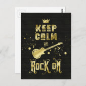 Behalt Calm and Rock on Electric Gitarre Typografy Postkarte (Vorne/Hinten)