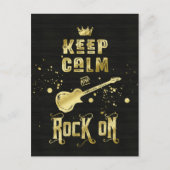 Behalt Calm and Rock on Electric Gitarre Typografy Postkarte (Vorderseite)
