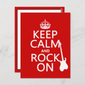 Behalt Calm and Rock On (Gitarre) (beliebige Farbe Postkarte (Vorne/Hinten)