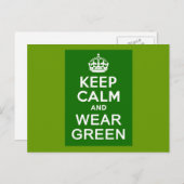 BEHALT CALM AND WEAR GREEN for St Pats Day Postkarte (Vorne/Hinten)
