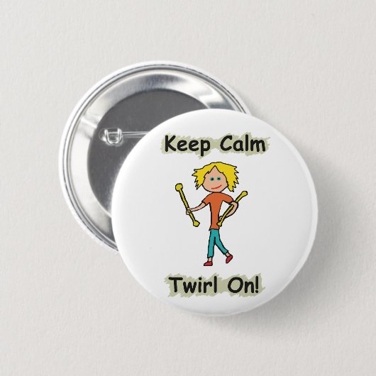 Behalt Calm Baton Twirling Button (Vorne & Hinten)
