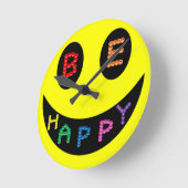Behalt Calm Be Happy Destiny Runde Wanduhr (Winkel)
