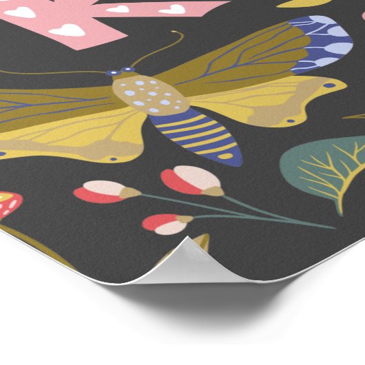 Behalt Calm be kind Folk Art Blume Poster (Ecke)