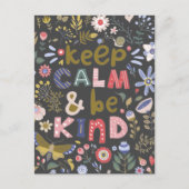 Behalt Calm be kind Folk Art Blume Postkarte (Vorderseite)