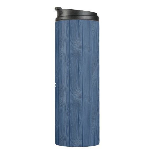 Behalt Calm Beach Muschel Blue Wood Name Therm Tum Thermosbecher (Nach rechts gedreht)