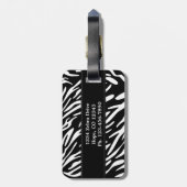 Behalt Calm Behalte Zebra Print Luggage Tag Gepäckanhänger (Rückseite vertikal)