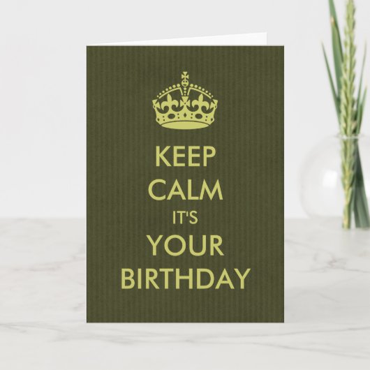 Behalt Calm Birthday Card Deep Olive Kraft Papier Karte (Vorderseite)