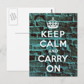 Behalt Calm Blue Brick Grunge Postkarte (Vorne/Hinten)