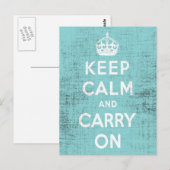Behalt Calm Blue Grunge Leinwand Postkarte (Vorne/Hinten)