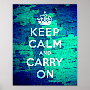 Behalt Calm Blue Paint Grunge Poster
