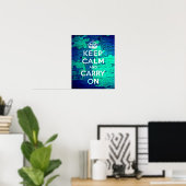 Behalt Calm Blue Peeled Grunge Poster (Heimbüro)