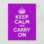 Behalt Calm Carry auf Lila Postkarte (Vorderseite)