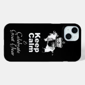 Behalt Calm Celebrate Goat Year Black iPhone Case (Rückseite (Horizontal))